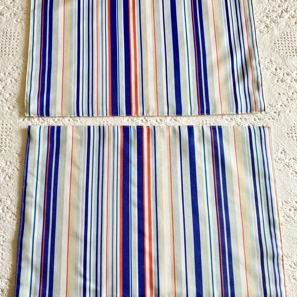 Unique Vintage Blue, Red and Cream Striped Kitchen Napkins